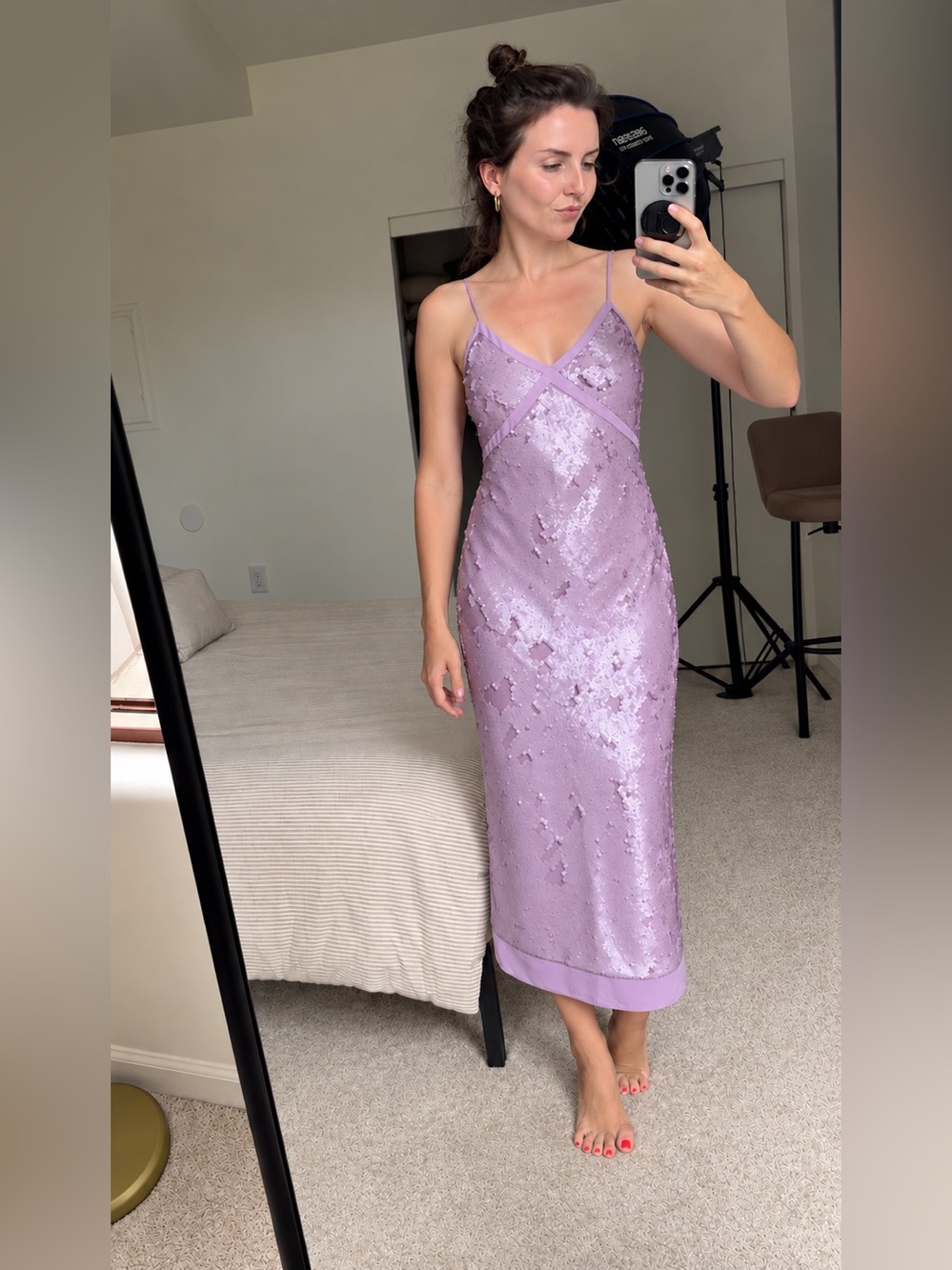 rag & bone Lavender Sequin Midi Slip Dress